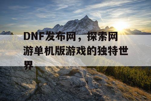 DNF发布网，探索网游单机版游戏的独特世界